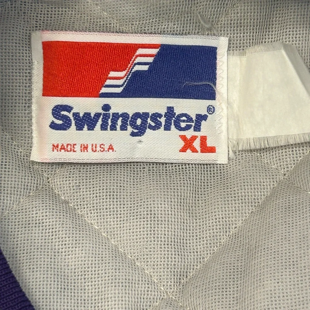 Swingster Vintage 80s 90s Utah Jazz‎ Purple Satin Bomber Jacket NBA XL Made USA
